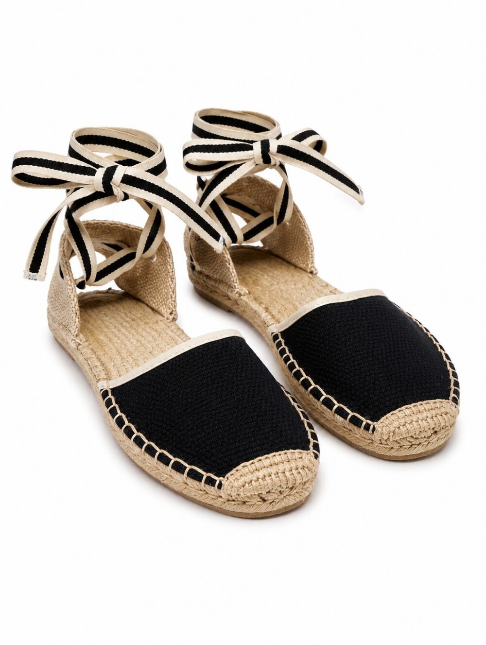 Soludos Womens Navy and Cream Espadrille Flats Sz 8